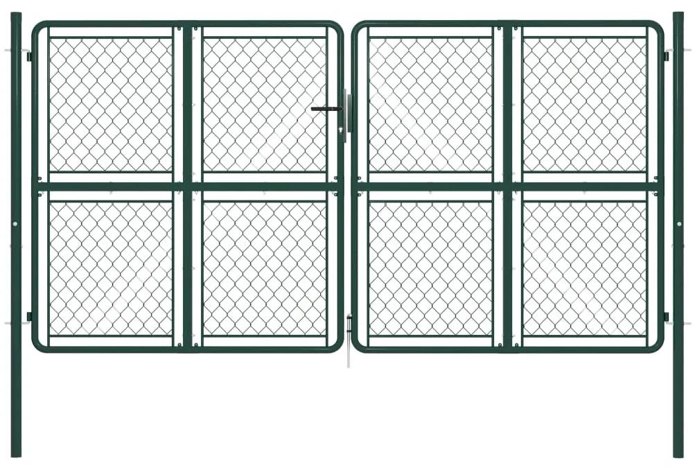vidaXL Záhradná brána, oceľ 300x175 cm, zelená