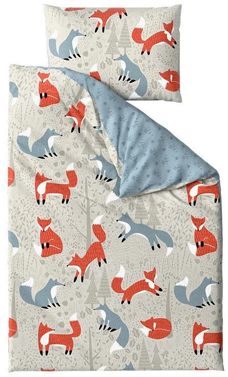 Krepové obliečky do postieľky Renforcé FOXIVA sivé Rozmer obliečky: 45 x 65 cm | 90 x 140 cm