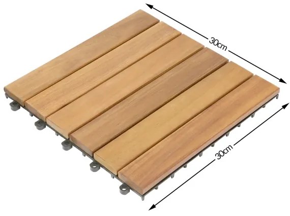 Drevené akáciové dlaždice s rozmermi 30x30cm sada 33 kusov