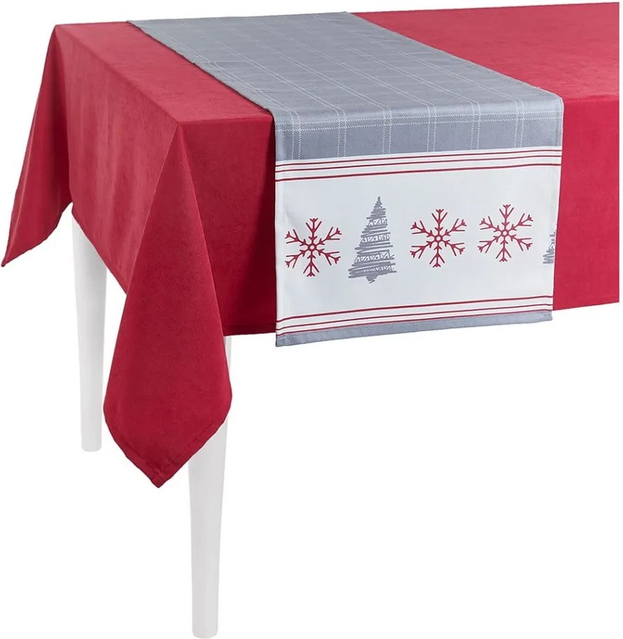 Sivý vianočný behúň na stôl Apolena Honey Snowflakes, 40 × 140 cm