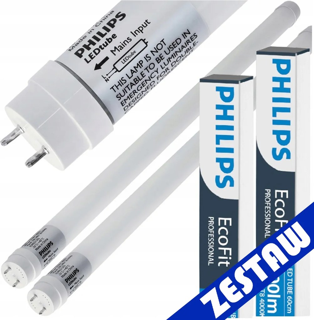 SADA 2x Philips LED trubica 60cm 9W 900lm 4000K 20 000h T8 EcoFit