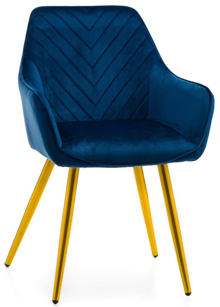 Jedálenská stolička vasto velúr modrá - gold | jaks