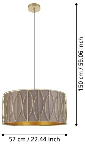 Eglo 390206 - Luster na lanku COROJAL 1xE27/40W/230V zlatá/hnedá