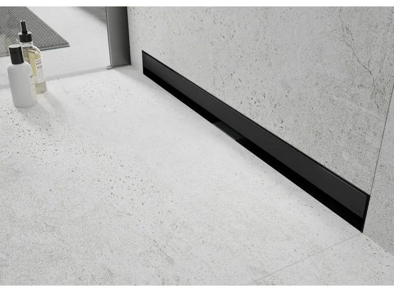 Mexen Flat nerezový sprchový žľab na stenu 60 cm vzor WALL, čierny, 1730060