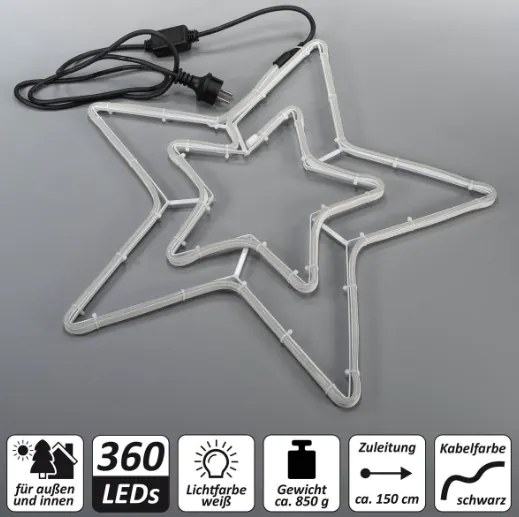 Nexos 86221 Vianočná svetelná hviezda 360 LED, 55 cm