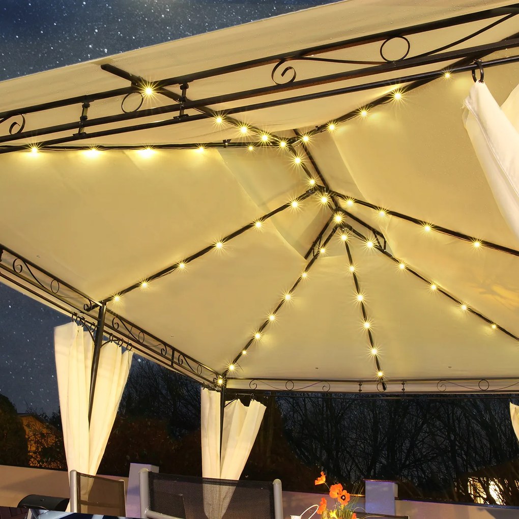 Záhradný altánok s LED solárnym osvetlením BestBerg BBGG-11 / 300 x 400 x 275 cm / béžová