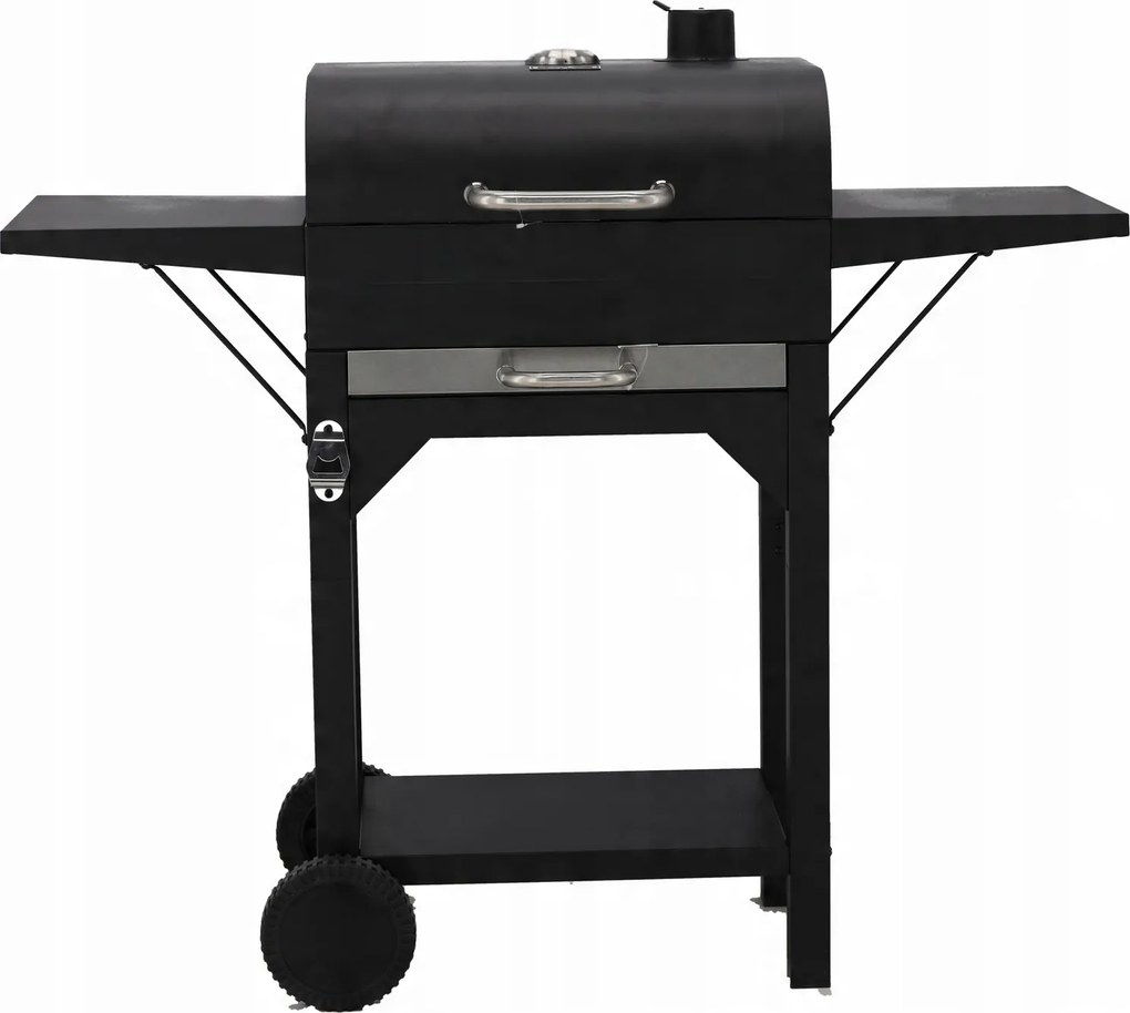 BBQ Meeting Gril na drevené uhlie s vekom, roštom a kolieskami *6049
