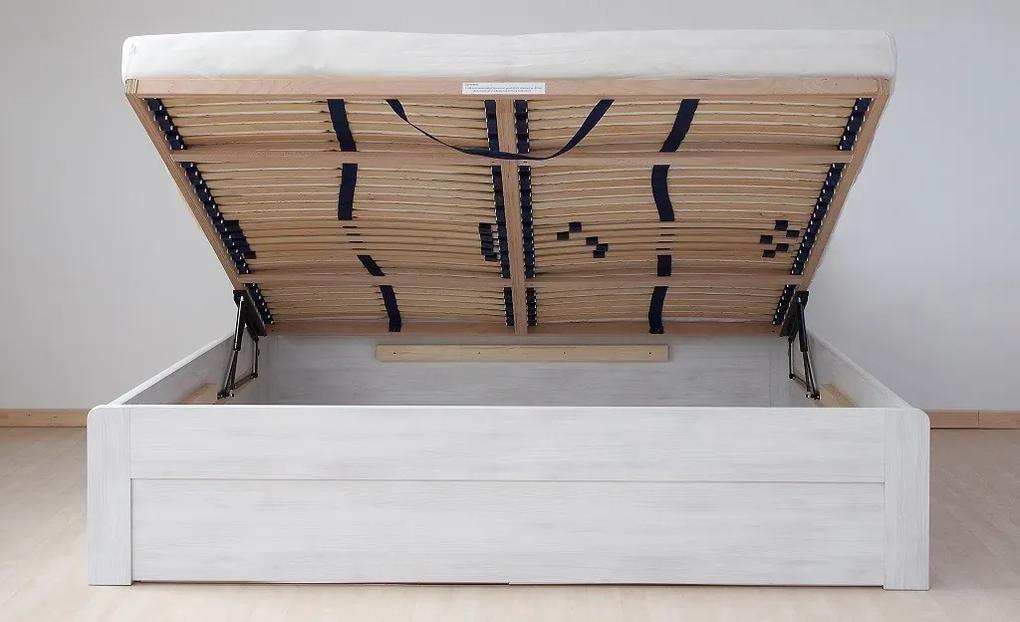BMB MARIKA ART - masívna dubová posteľ s úložným priestorom 140 x 200 cm, dub masív