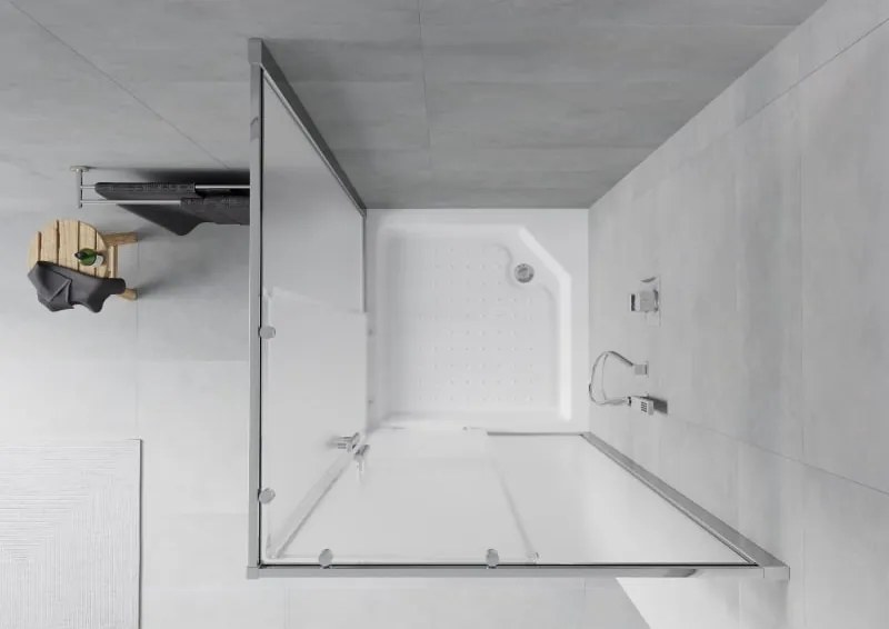 Mexen Rio štvorcová sprchová kabína 90 x 90 cm, námraza, chróm + brodzik, biela - 860-090-090-01-30-4510