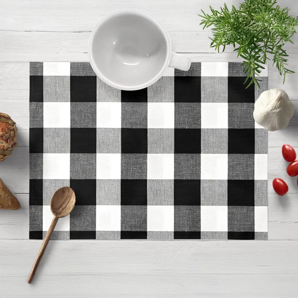 Biante Bavlnené prestieranie na stôl Olivia OL-004 Čierno-biela kocka veľká 30x40 cm