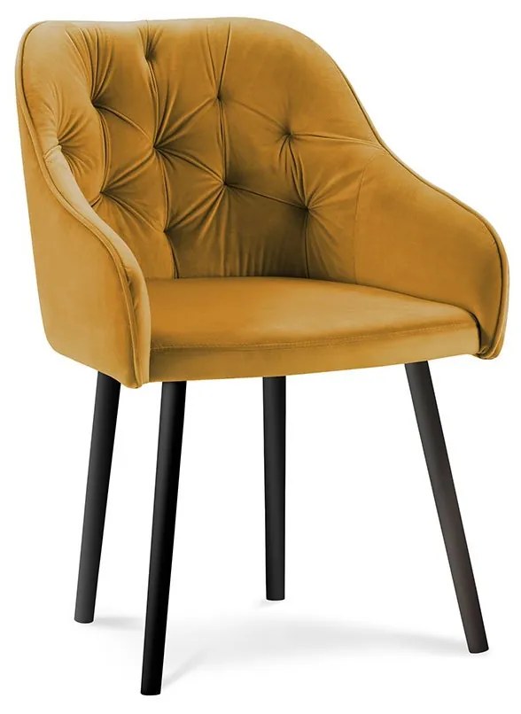 Odstíny žluté Zamatová stolička Luisa dĺžka 54 × šírka 50 × výška 80 cm MILO CASA