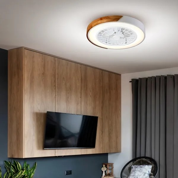Brilagi-LED Stmievateľné svietidlo s ventilátorom LED/30W/230V 3000-6500K biela/dub + DO