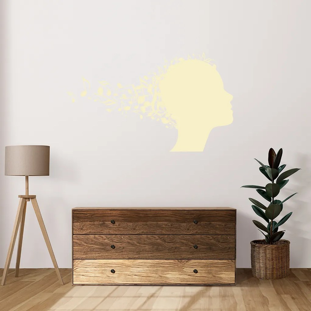 Veselá Stena Samolepka Unesený v tónoch hudby Farba: žltá, Veľkosť: 80 X 48 cm
