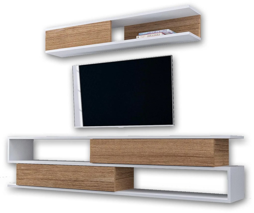 Obývacia stena Simpsonic (teak + biela) . Akcia -17%. Vlastná spoľahlivá doprava až k Vám domov. 1102577