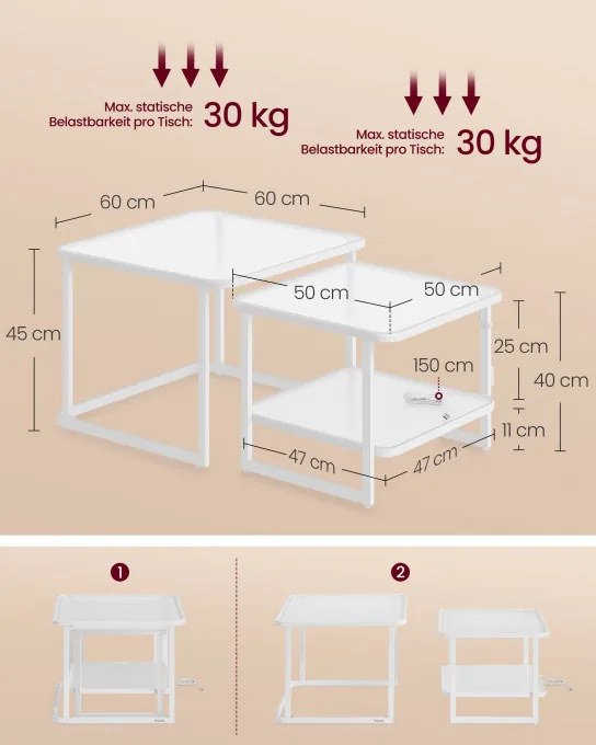 Sada 2 konferenčných stolíkov s LED LCT246W01