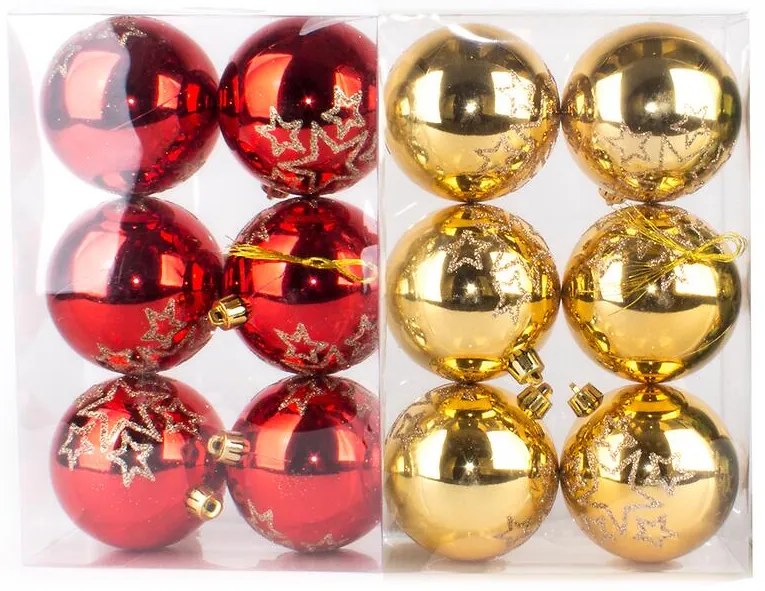 Sada vianočných gúľ priemer 8 cm 6 ks mix 46055