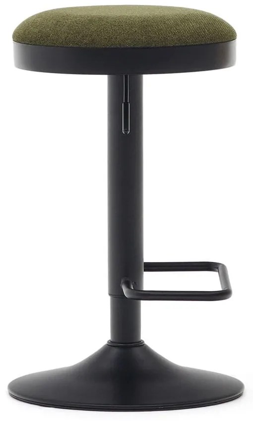 Tmavozelené čalúnené barové stoličky v súprave s nastaviteľnou výškou 2 ks (výška sedadla 53,5 cm) Zaib – Kave Home