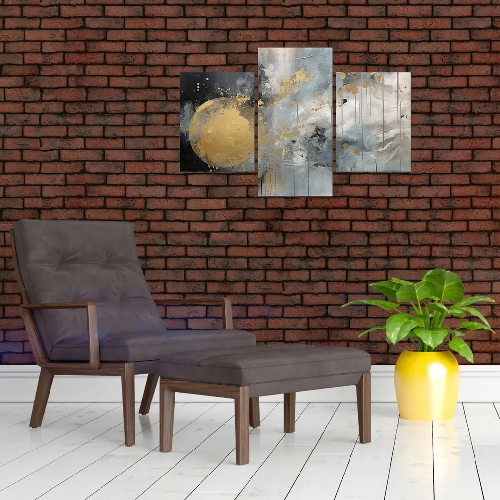 Obraz - Abstrakcia so zlatou guľou (90x60 cm)