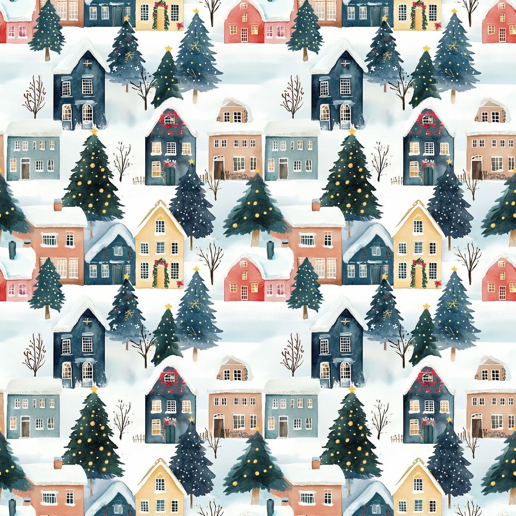 Bavlnené obliečky WINTER VILLAGE farebné Rozmer obliečky: 70 x 90 cm | 140 x 200 cm