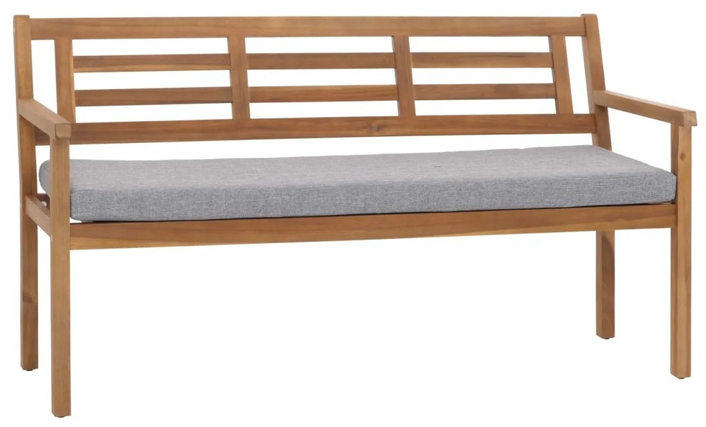 Záhradná lavička HWC-N47, 82x145x59 cm, akáciové drevo - sivý vankúš