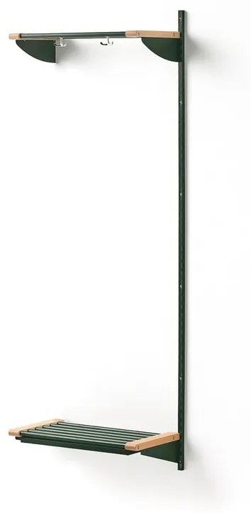 Vešiaková stena JEPPE s hornou policou, prídavná sekcia, 1790x600x310 mm, zelená/breza