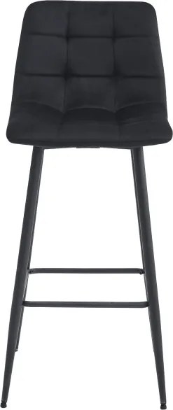 Barová stolička ARCETO zamatová čierna (čierne nohy)