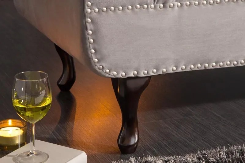 Leňoška Chesterfield sivá - zamat