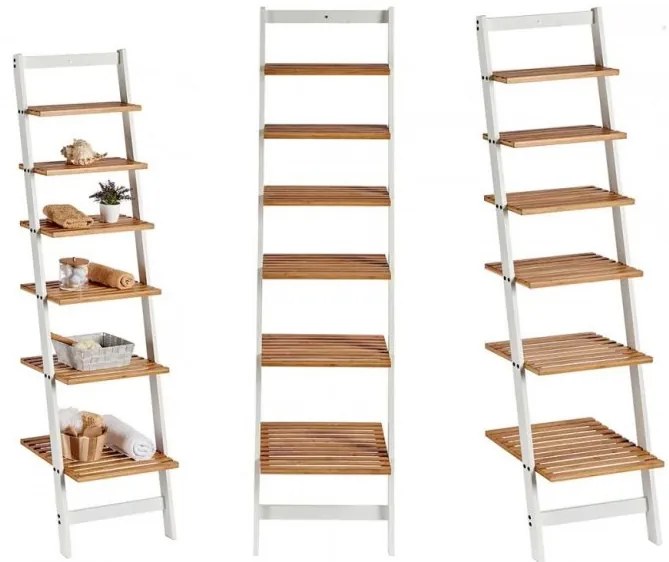AKCIA Biely bambusový regál WHITE BAMBOO II. akosť