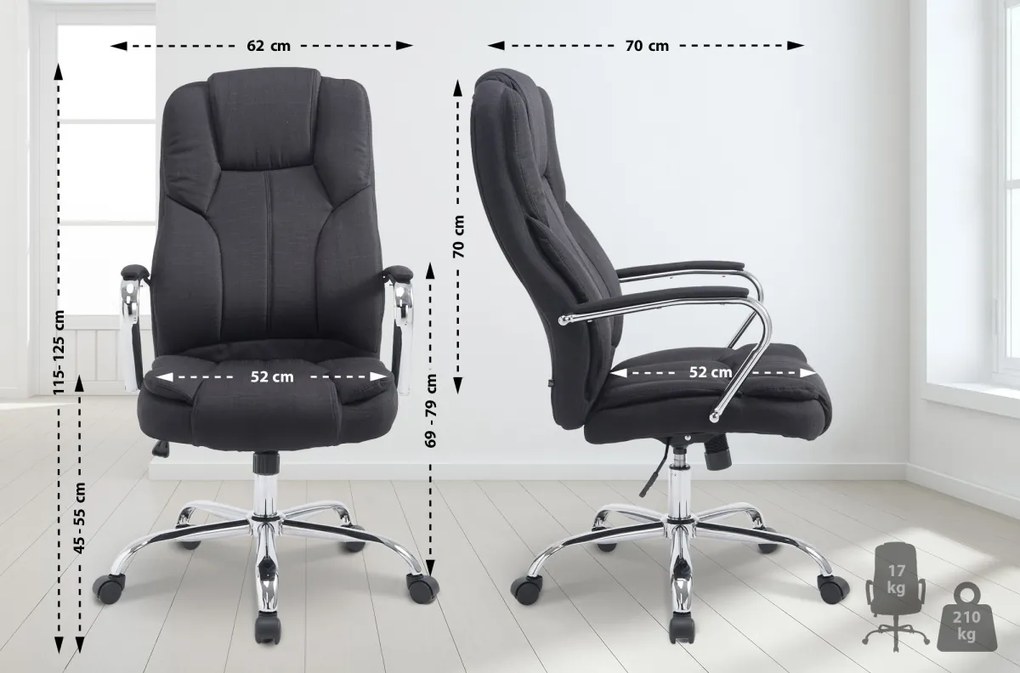 Design-Shop Kancelárska XXL stolička Xanthy látka - Čierna