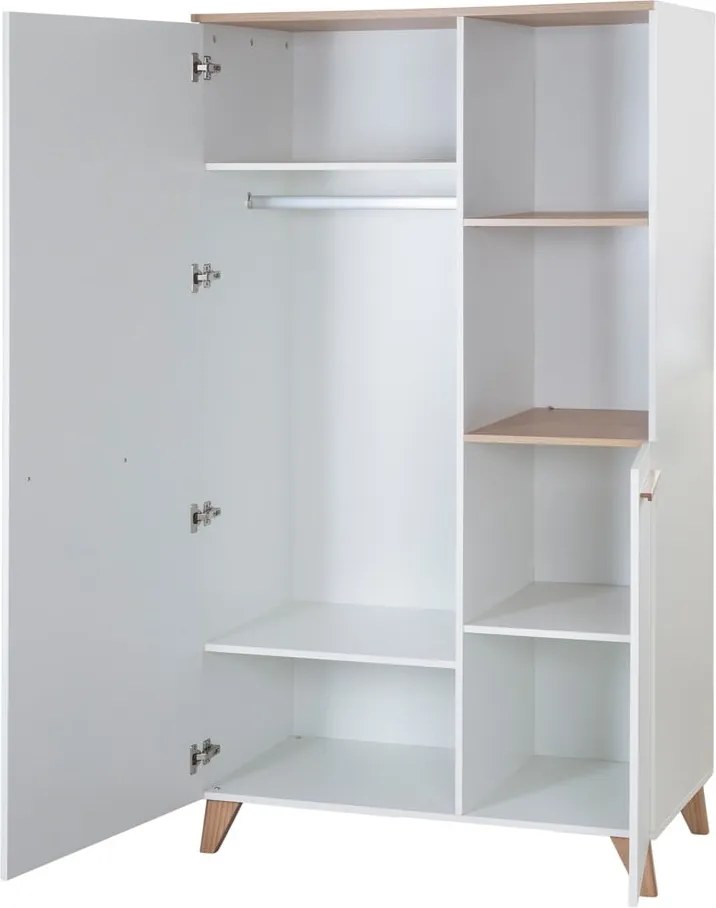 Biela detská šatníková skriňa v dekore duba 52x180x180 cm Léon – Roba