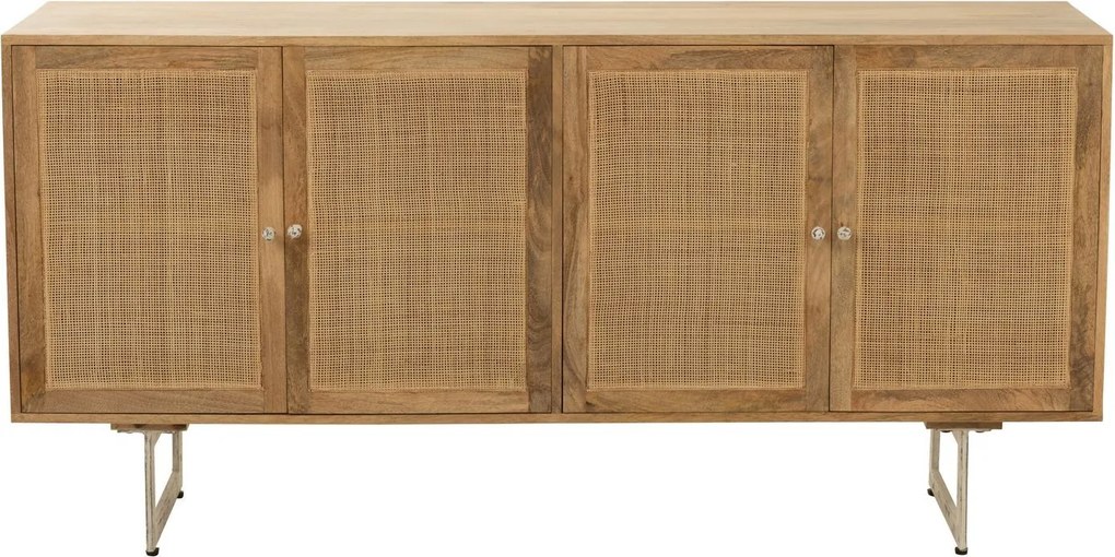 Drevená komoda z mangového dreva s výpletom Ginna - 170*45*80 cm