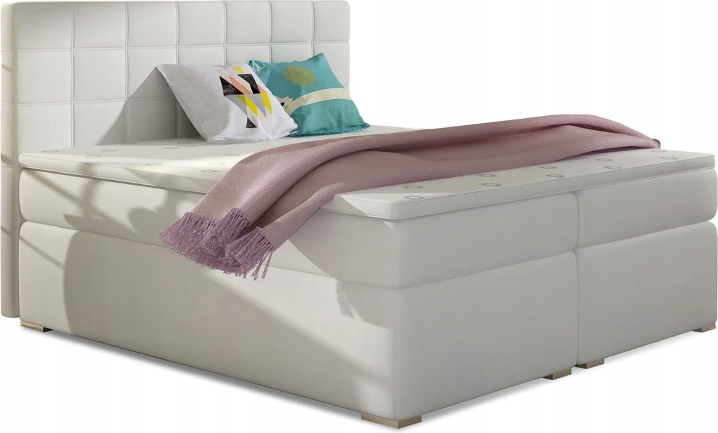 Manželská posteľ Boxspring 160 cm Abbie (biela) (s matracmi)