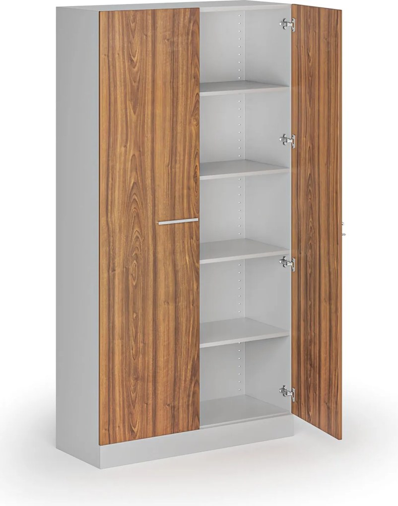 Kovová spisová skriňa s drevenými dverami, demontovaná, 1950 x 1000 x 500 mm, orech