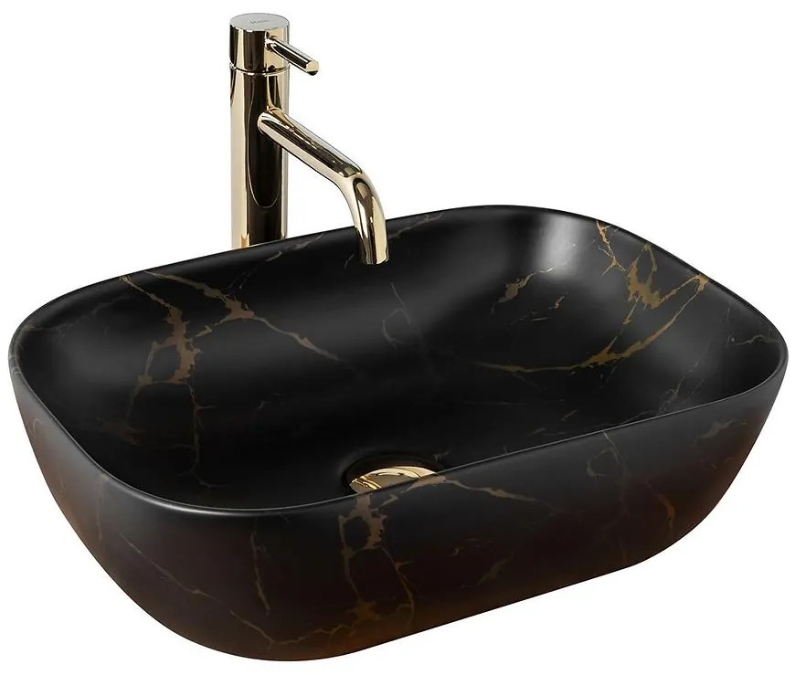 Umývadlo na dosku Belinda Black Marble Mat