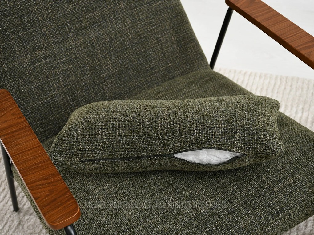 Kreslo Elba (zelená + orech). Akcia -20%. Vlastná spoľahlivá doprava až k Vám domov. 1110002