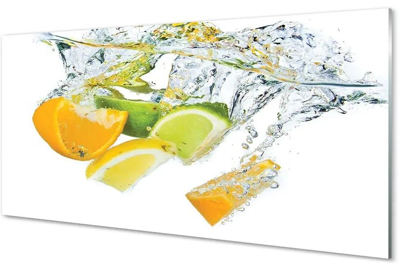 Obraz na skle voda citrus 125x50 cm