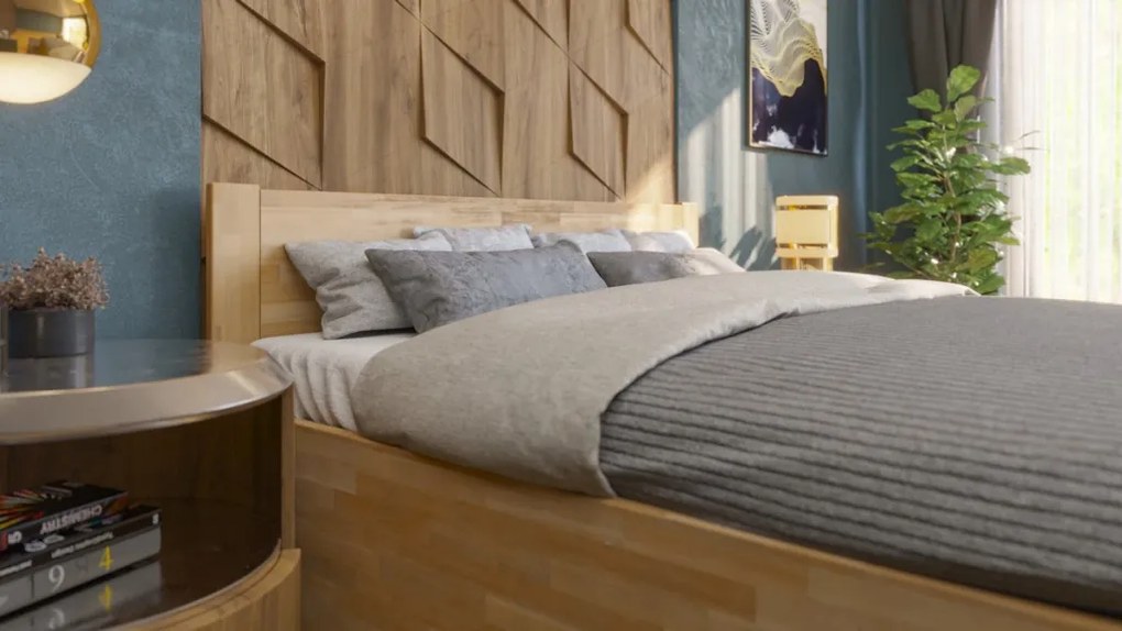 Posteľ s úložným priestorom Fava Box 180x200 cm, prírodný buk