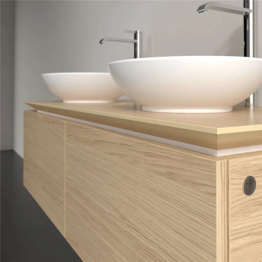 VILLEROY &amp; BOCH Legato závesná skrinka pod dve umývadlá na dosku, 2 zásuvky, 1200 x 500 x 380 mm, Nordic Oak, B58300VJ