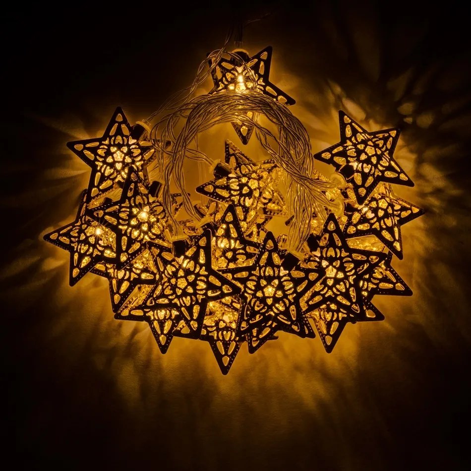 DECOLED LED světelný řetěz, 7 m, hvězdičky