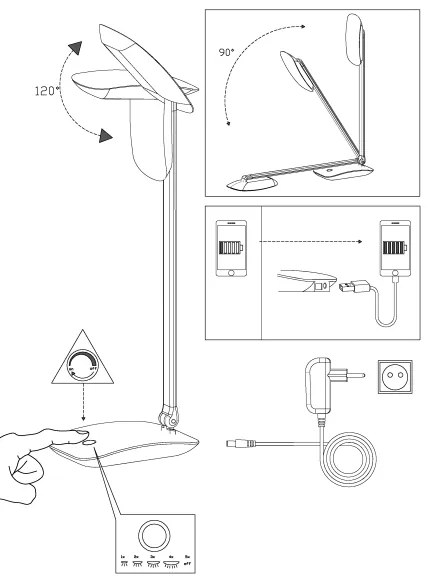 Eglo 95696 - LED stolná lampa CAJERO 1xLED/4,5W/USB