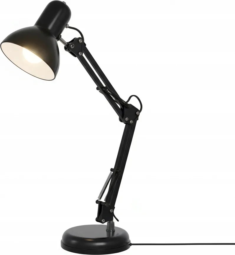 Smart LED Čierna kovová stolná lampa nastaviteľná s klipom 1xE27