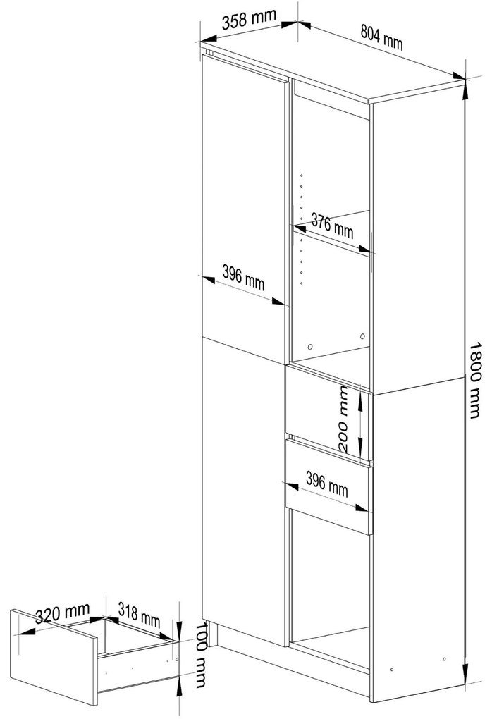 Skriňa Rexa II 80 cm biela