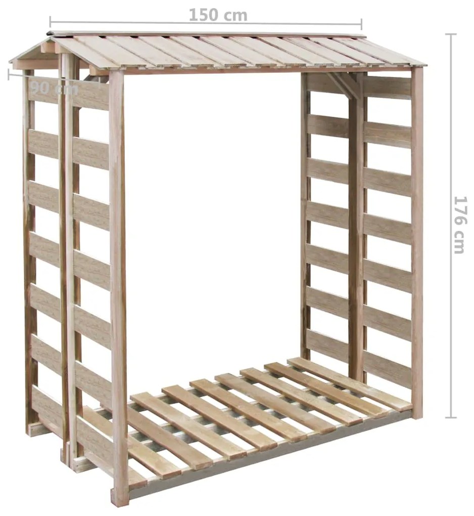Prístrešok na drevo 150x90x176 cm, impregnovaná borovica