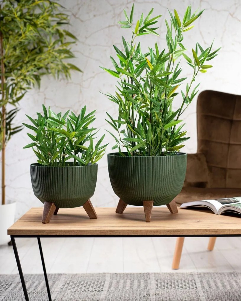 Súprava 2 kvetináčov Rosa Linea zelená
