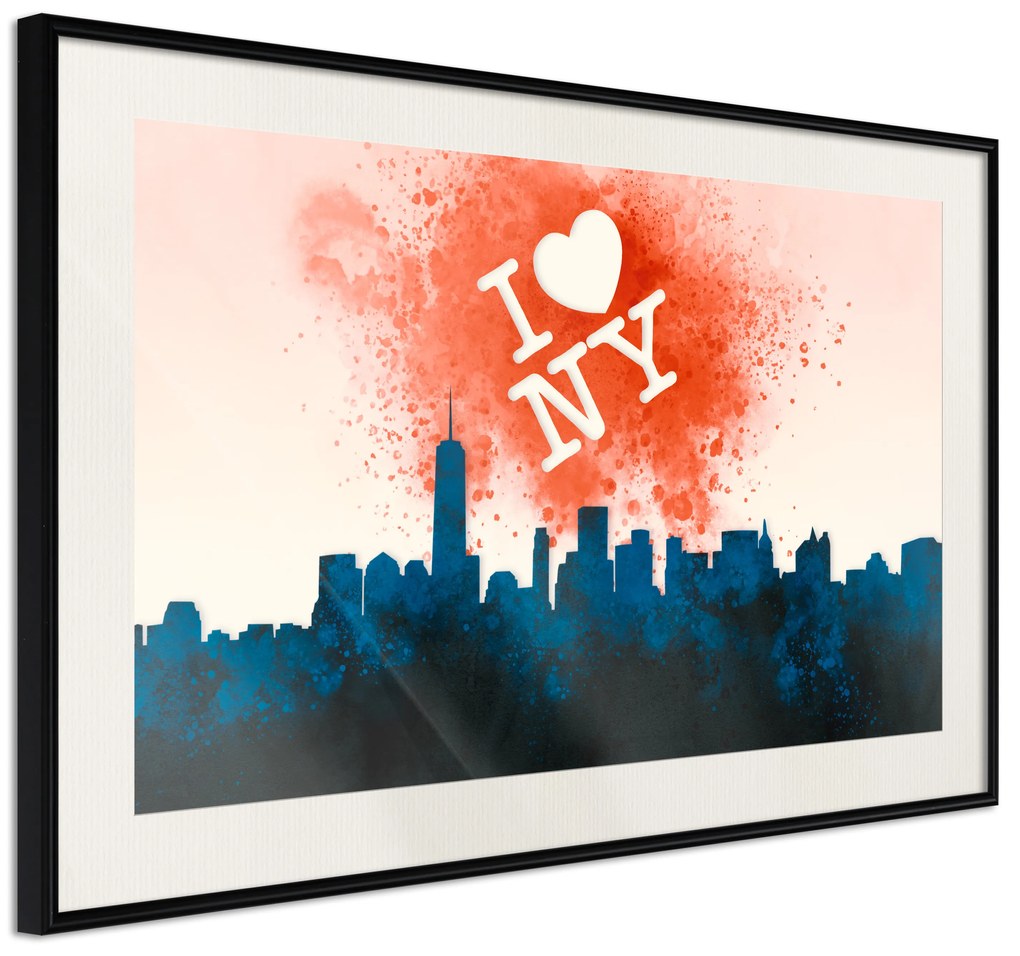 Artgeist Plagát - I Love NY [Poster] Veľkosť: 30x20, Verzia: Čierny rám s passe-partout