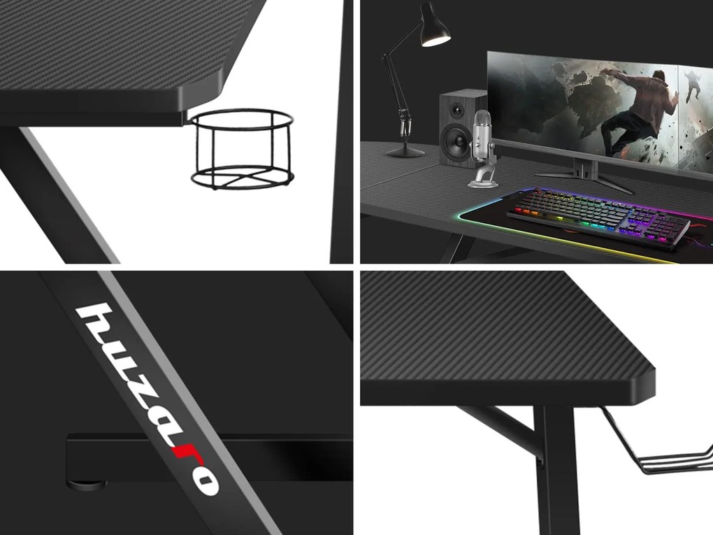 Rohový PC stolík Hyperion 7.0 (čierna). Akcia -20%. Vlastná spoľahlivá doprava až k Vám domov. 1087519