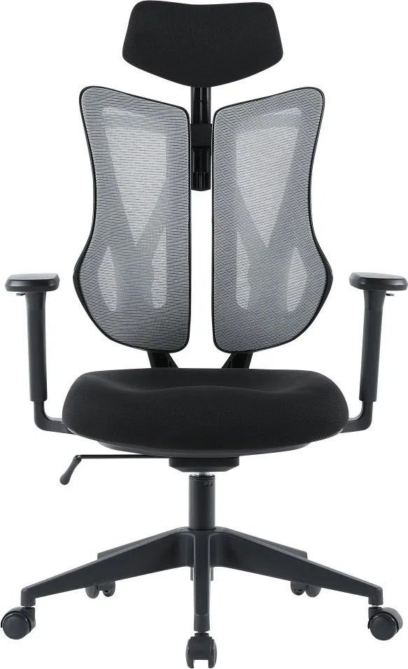 Kancelárska ergonomická stolička MORA — sieť / látka, sivá / čierna