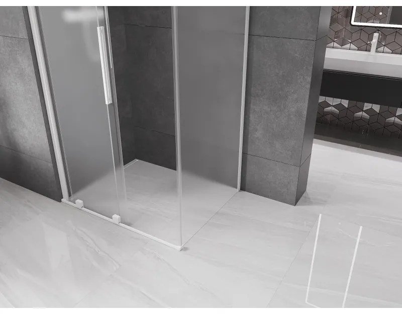 Mexen Velar, sprchový kút s posuvnými dverami 120 x 90 cm, 8mm sklo námraza, biela matná, 871-120-090-31-20