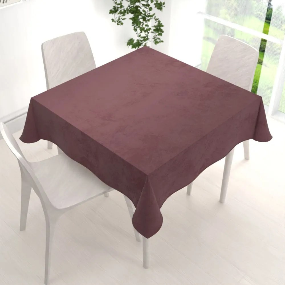 Biante Veľký zamatový štvorcový obrus Velvet Prémium SVP-019 Hnedofialový 170x170 cm