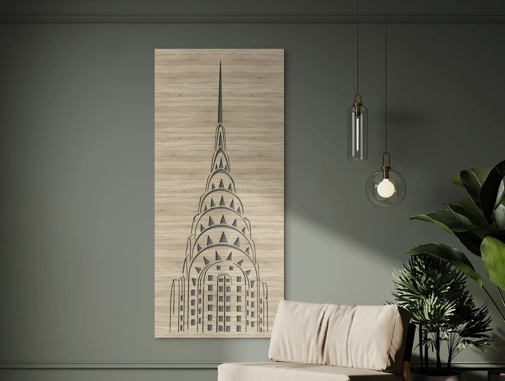 drevko Obraz Chrysler Building, New York Rozmer obrazu: 65 x 29 cm, Farba dekorácie: Čierna